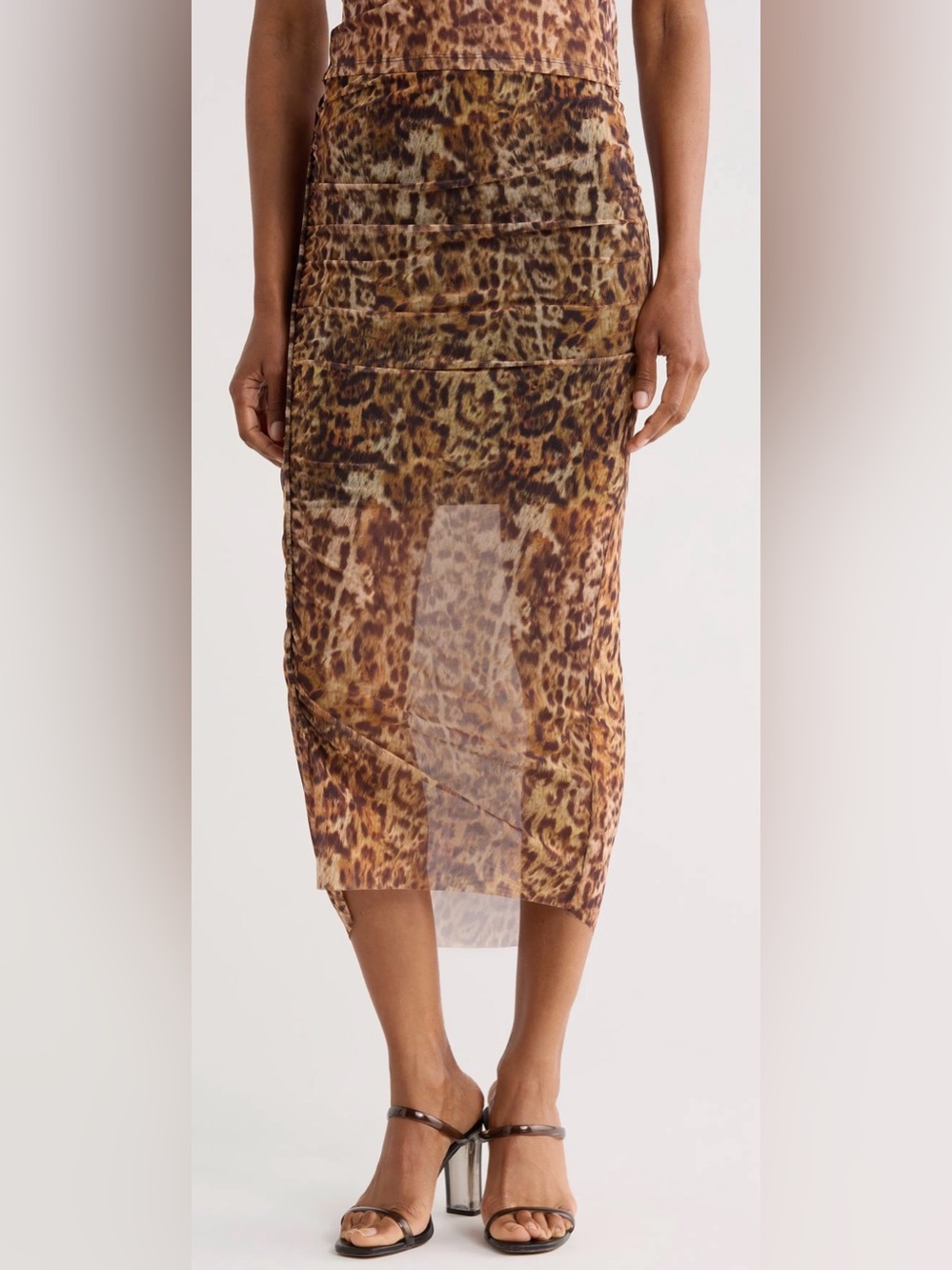 Nora Print Mesh Skirt in  Evia Golden Brown NWT